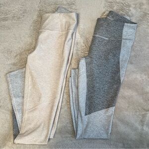 Outdoor Voices Lot Of 2 Gray Oatmeal Cropped Legging Size XS Colorblock Athletic